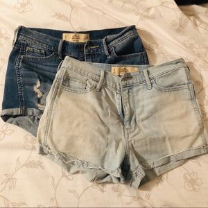 2 pairs high waisted Hollister denim shorts